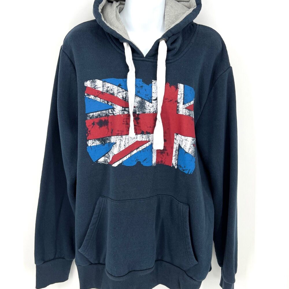 Cedar Wood State Navy British Flag Pullover Hoodie Size XL - Picture 2 of 8